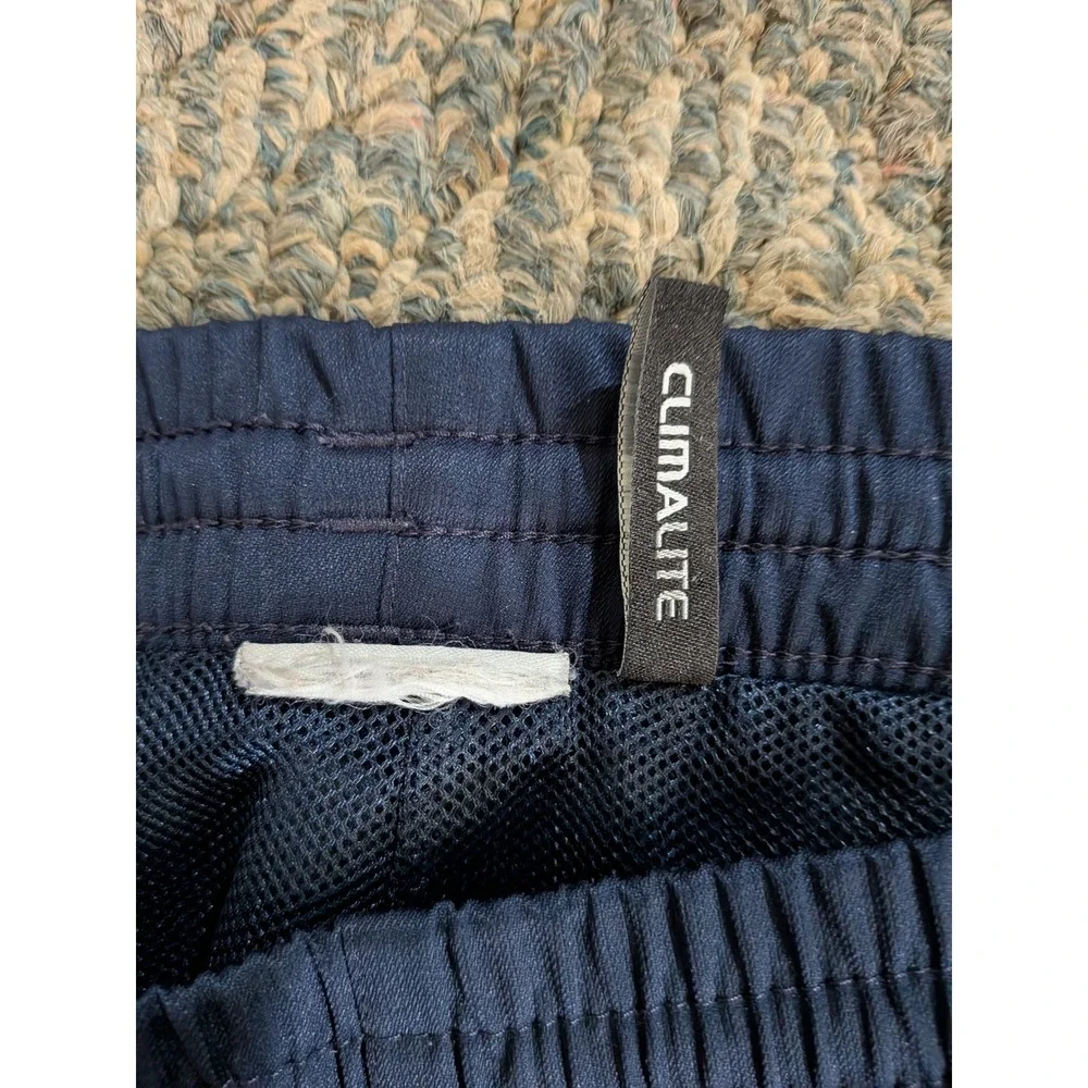 Adidas Climalite Navy Blue Track Pants White 3 Stripe Mesh Lined Mens XL
